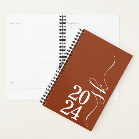 2024 Terracotta Monogram Persoonlijke Weekplanner Planner (Display)