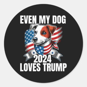 2024 Terrier Dog USA vlag Zelfs mijn hond houdt va Ronde Sticker