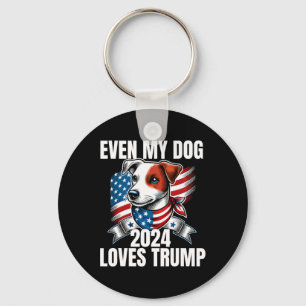 2024 Terrier Dog USA vlag Zelfs mijn hond houdt va Sleutelhanger