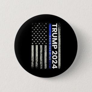 2024 Terug De Blauwe Dunne Blauwe Lijn Politie Ame Ronde Button 5,7 Cm
