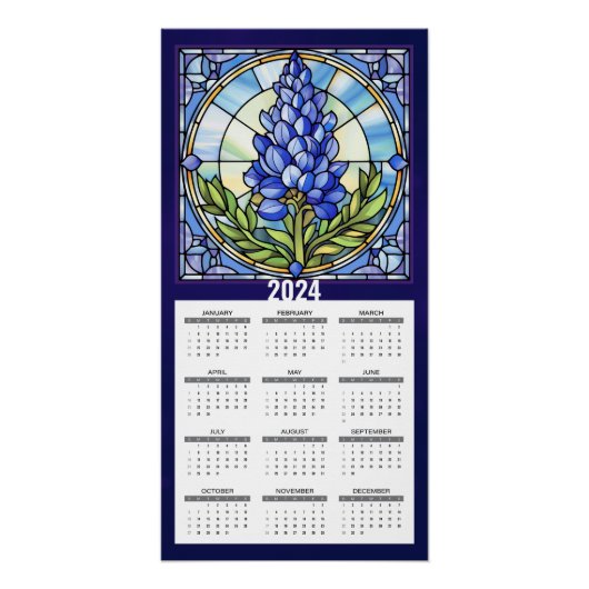 2024 Texas Bluebonnet Kalender Perfect Poster (Voorkant)