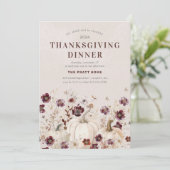 2024 Thanksgiving Diner Pompoen Wildflower Kaart (Staand voorkant)