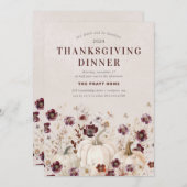 2024 Thanksgiving Diner Pompoen Wildflower Kaart (Voorkant / Achterkant)