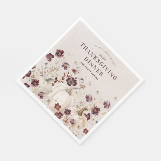 2024 Thanksgiving Diner Pompoen Wildflower Servet (Hoek)