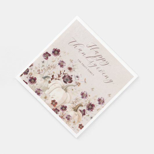 2024 Thanksgiving Diner Pompoen Wildflower Servet (Hoek)