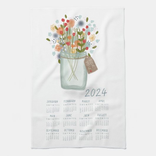 2024 Theedoek Kalender Keukenschaal Handdoek (Verticaal)