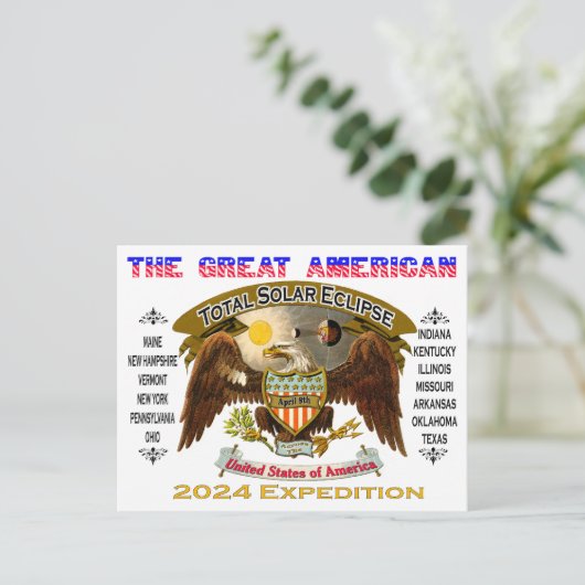 2024 Totaal Solar Eclipse Briefkaart (Staand voorkant)