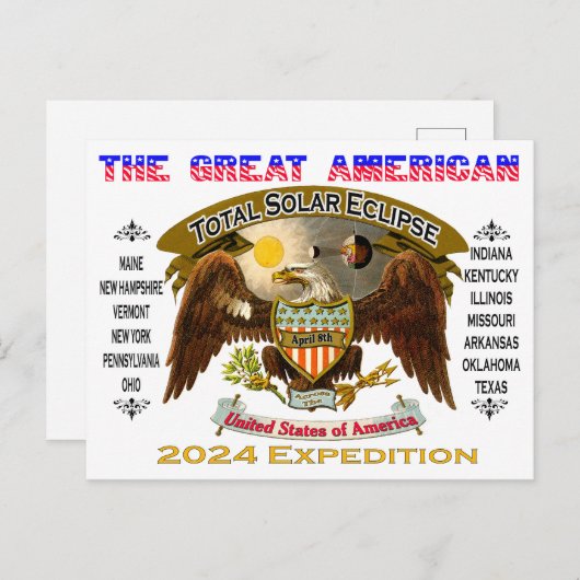 2024 Totaal Solar Eclipse Briefkaart (Voorkant / Achterkant)