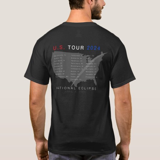 2024 Totaal Solar Eclipse Tour-stijl T-shirt (Achterkant)