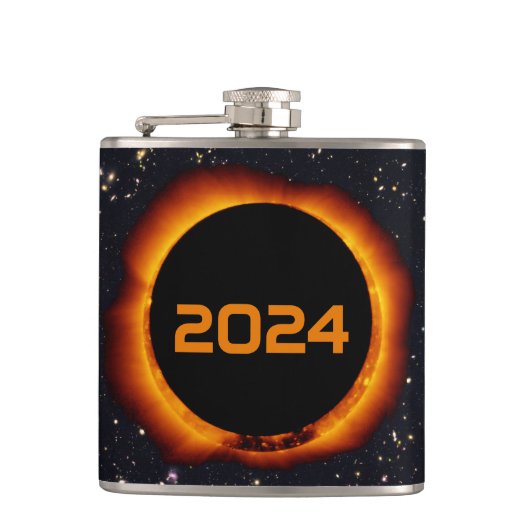 2024 Totaal zonnecrispdatum Starry Sky Heupfles (Voorkant)