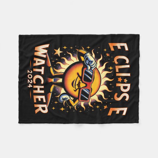 2024 Totaal Zonneverduistering Watcher Zon Dragen  Fleece Deken (Voorkant (Horizontaal))