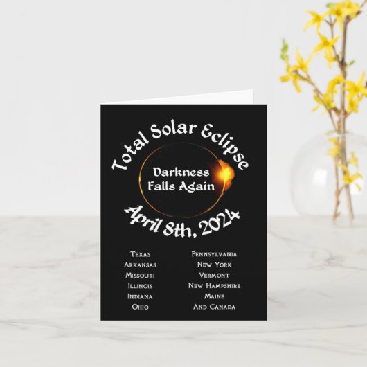 2024 totale eclips duisternis Herfsten opnieuw Kaart (Gele Bloem)