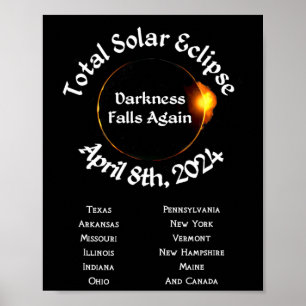 2024 totale eclips duisternis Herfsten opnieuw Poster