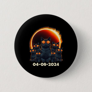 2024 Totale Solar Eclipse Cat matching familie of Ronde Button 5,7 Cm