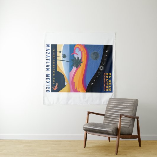 2024 Totale Solar Eclipse Mazatlan wandtapijt Wandkleed (In Situ (horizontaal))