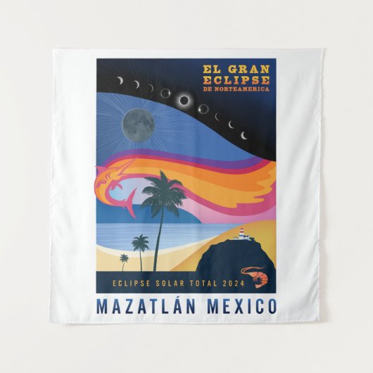 2024 Totale Solar Eclipse Mazatlan wandtapijt Wandkleed (Voorkant)