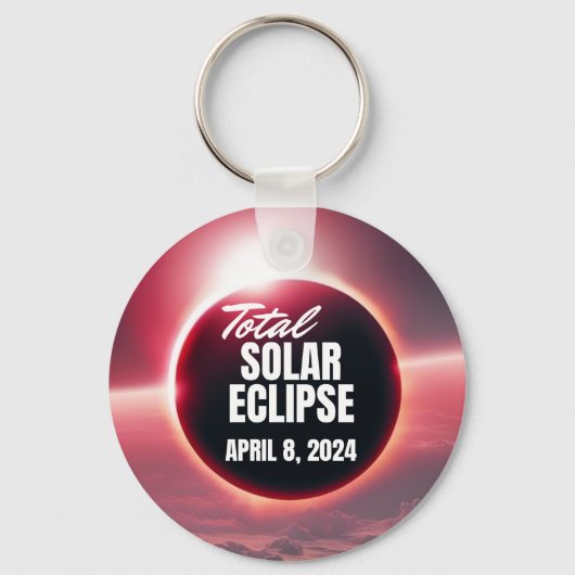 2024 Totale zonsverduistering 8 april Sleutelhanger (Voorkant)