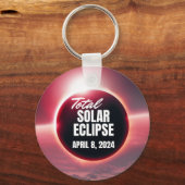 2024 Totale zonsverduistering 8 april Sleutelhanger (Voorkant)