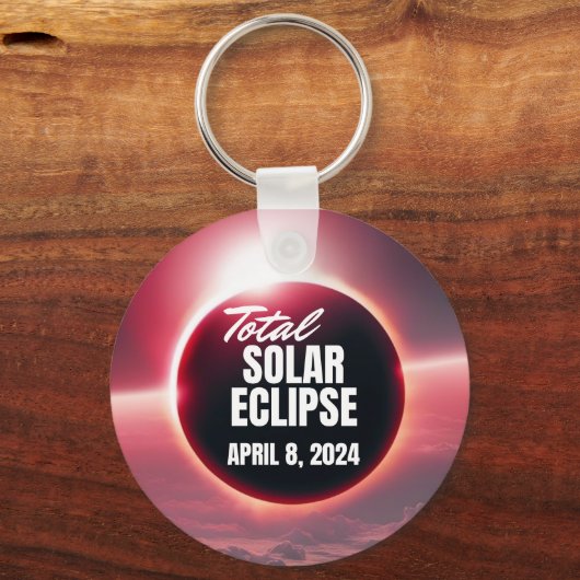 2024 Totale zonsverduistering 8 april Sleutelhanger (Voorkant)