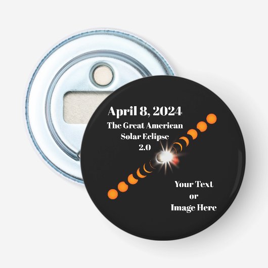 2024 Totale Zonsverduistering Button Flesopener (Voorkant)
