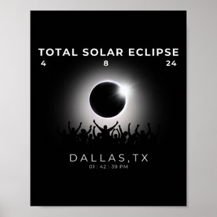 2024 Totale Zonsverduistering Dallas Texas Wat Poster