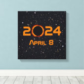 2024 Totale Zonsverduistering Datum Sterrenhemel Canvas Afdruk (Insitu (Houten vloer))