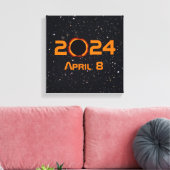 2024 Totale Zonsverduistering Datum Sterrenhemel Canvas Afdruk (Insitu (Woonkamer))