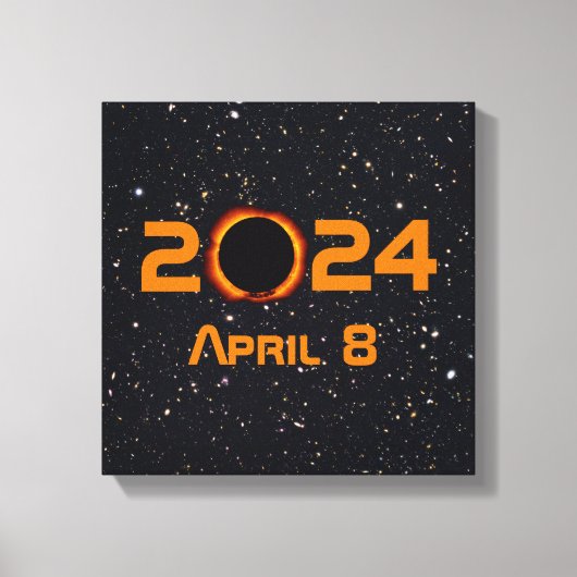 2024 Totale Zonsverduistering Datum Sterrenhemel Canvas Afdruk (Voorkant)