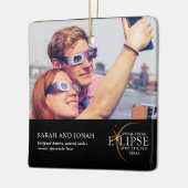 2024 Totale Zonsverduistering Foto Koppels Geschen Keramisch Ornament (Links)