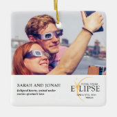 2024 Totale Zonsverduistering Foto Koppels Geschen Keramisch Ornament (Voorkant)