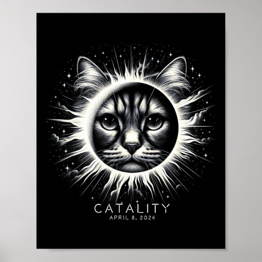 2024 Totale Zonsverduistering Grappige Catality Ka Poster (Voorkant)
