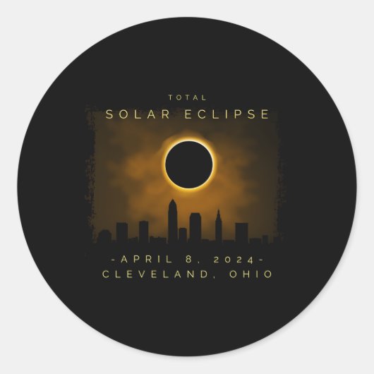 2024 Totale zonsverduistering in Cleveland Ronde Sticker (Voorkant)