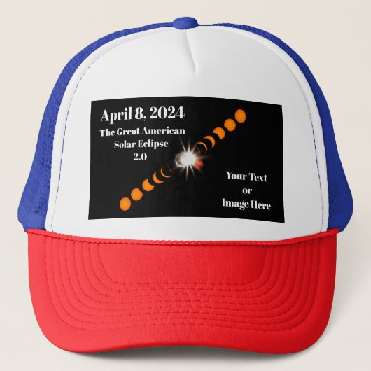 2024 Totale Zonsverduistering Trucker Pet (Voorkant)