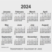 2024 Transparante kalender door Janz Sticker (Voorkant)