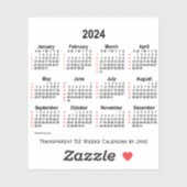 2024 Transparante kalender van 52 weken door Janz Sticker (Vel)