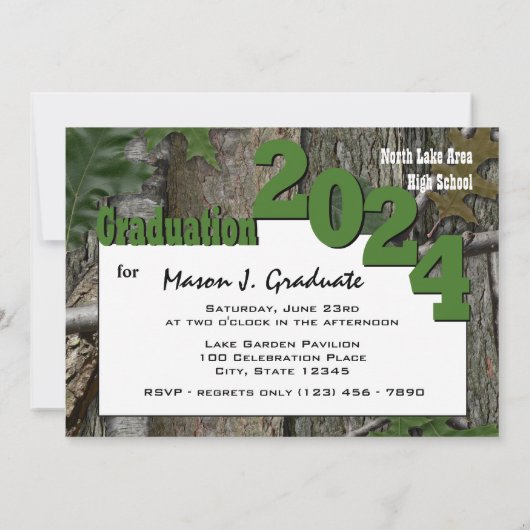 2024 Tree Camo Afstuderen Twin Photo Hunter Groen Kaart (Achterkant)