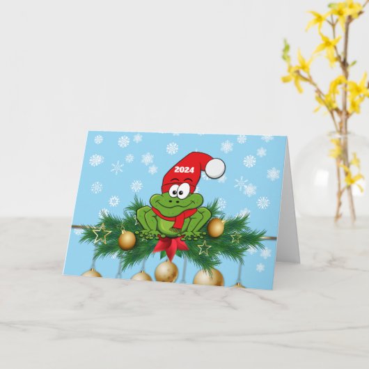 2024 Tree Frog Kerst Kaart (Gele Bloem)