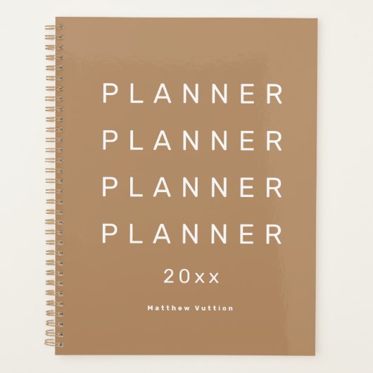 2024 Trendy Modern Brown Weekly Dated Planner (Voorkant)