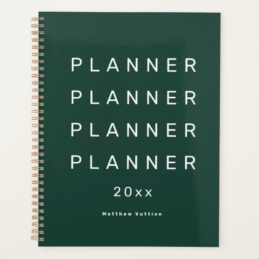 2024 Trendy Modern Emerald Green Weekly Dated Planner (Voorkant)
