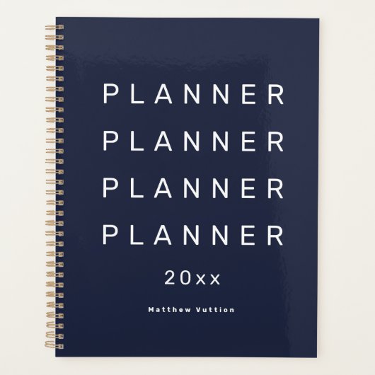 2024 Trendy Modern Marineblauw Weekly Dated Planner (Voorkant)