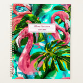 2024 Tropische Flamingo Gepersonaliseerde naam Planner (Voorkant)