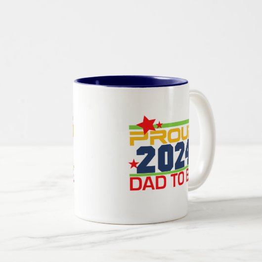 2024 Trots op papa als nieuwe papa Tweekleurige Koffiemok (Voorkant rechts)