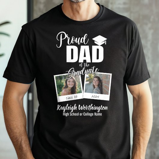 2024 Trots Pap van de Afstuderen Custom Foto T-shirt