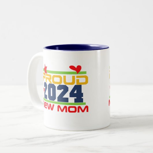 2024 Trotse Nieuwe Mama Twee-Tone Koffie Mok (Voorkant links)