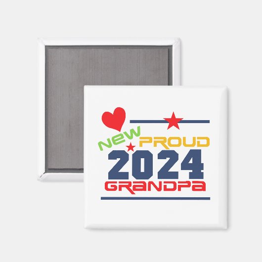 2024 Trotse nieuwe opa magneet (Voorkant / Achterkant)