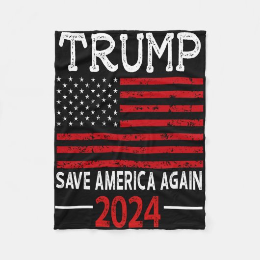 2024 Trump Save America Opnieuw Vlag VS Fleece Deken (Voorkant)