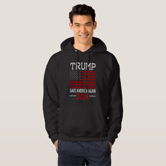 2024 Trump Save America Opnieuw Vlag VS Hoodie (Voorkant volledig)