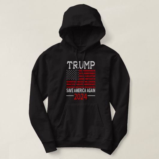 2024 Trump Save America Opnieuw Vlag VS Hoodie (Design voorkant)