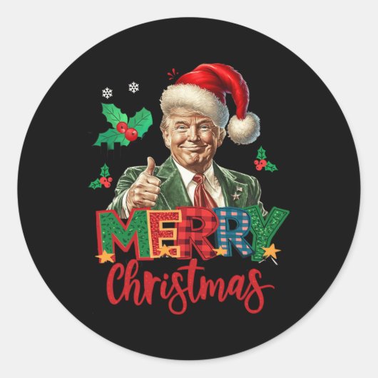 2024 Trump Winnaar Verkiezing Vrolijk Kerstfeest G Ronde Sticker (Voorkant)