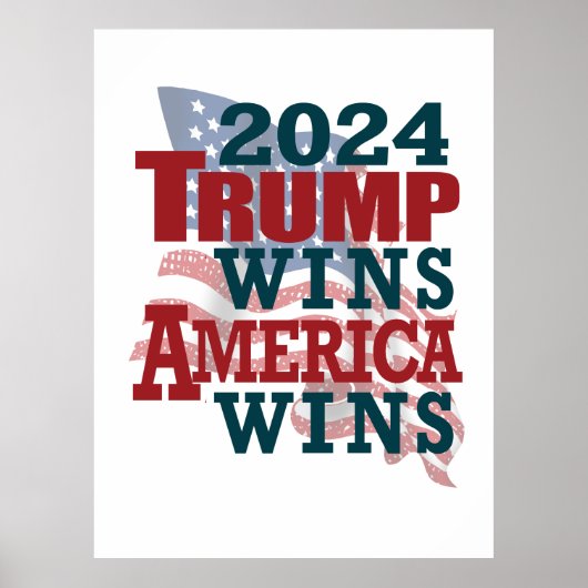 2024 Trump wint - Amerika wint Poster (Voorkant)
